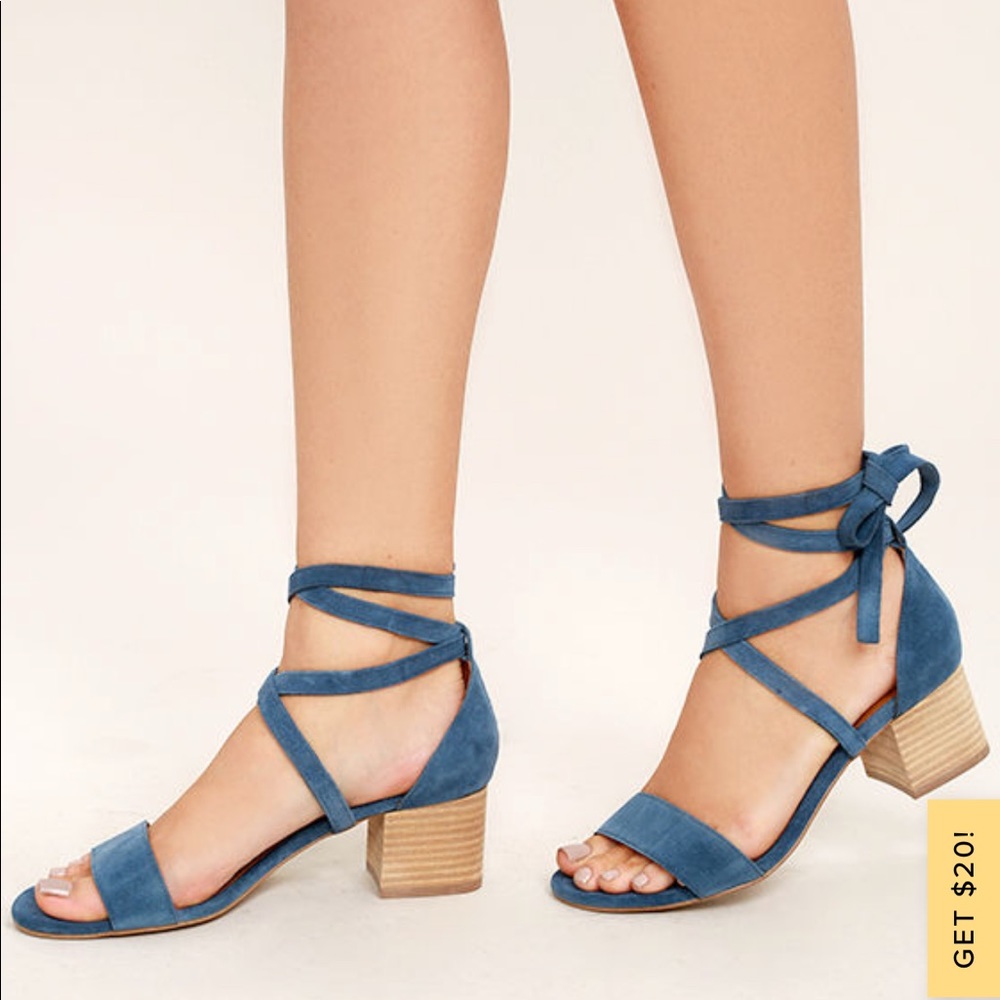 Siren Nevada Suede Leather Strappy Lace-Up Block Heels